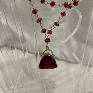Ruby necklace with glass beads